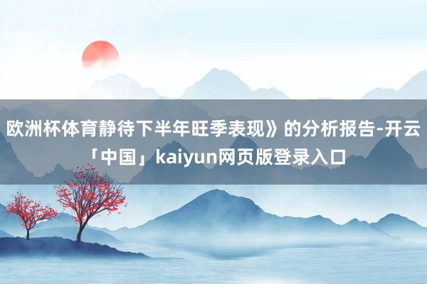 欧洲杯体育静待下半年旺季表现》的分析报告-开云「中国」kaiyun网页版登录入口