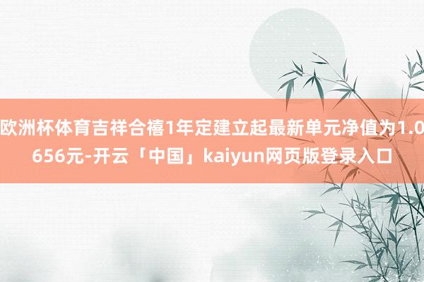 欧洲杯体育吉祥合禧1年定建立起最新单元净值为1.0656元-开云「中国」kaiyun网页版登录入口